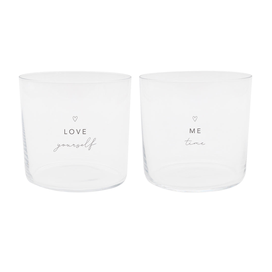 Drinking glass in a set of 2 - Selflove black