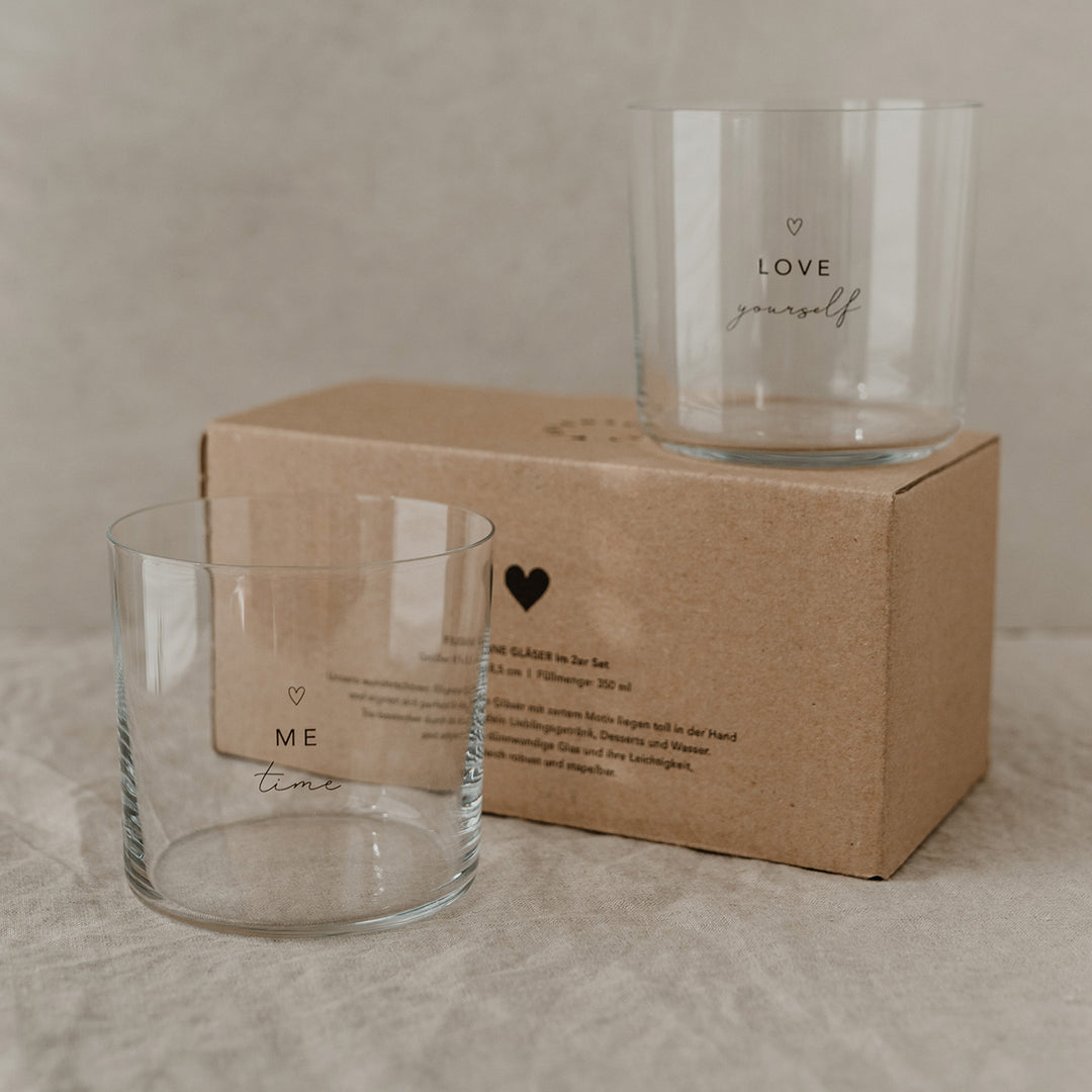 Drinking glass in a set of 2 - Selflove black