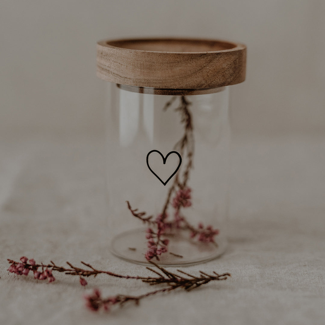 Mini storage jar - heart black | 1 pc.