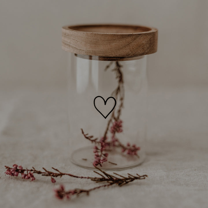 Mini storage jar - heart black | 1 pc.