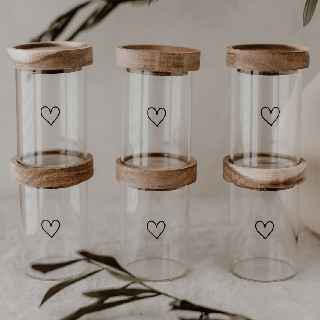 Mini storage jar - heart black | 1 pc.