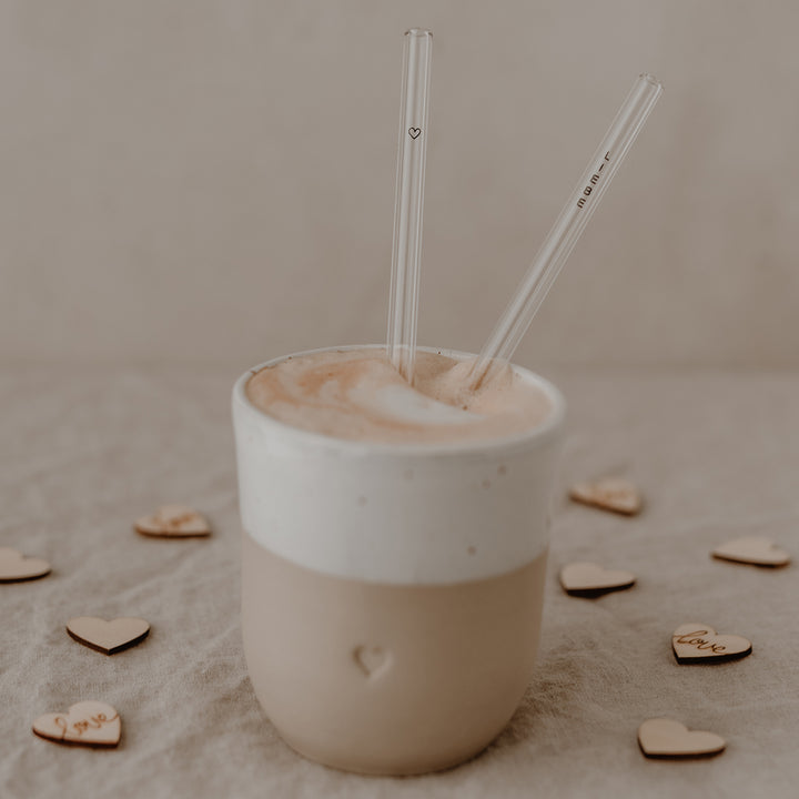 Strohhalme Lebe Liebe Lache 4er Set aus Glas