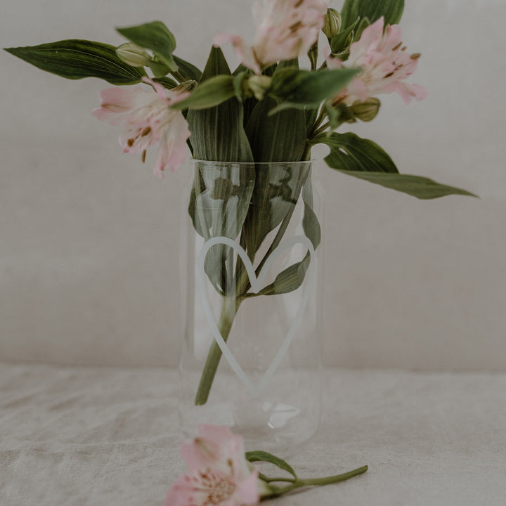 Tall Drinking Glass - Heart