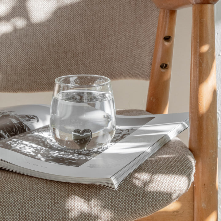 drinking glass heart figure pink