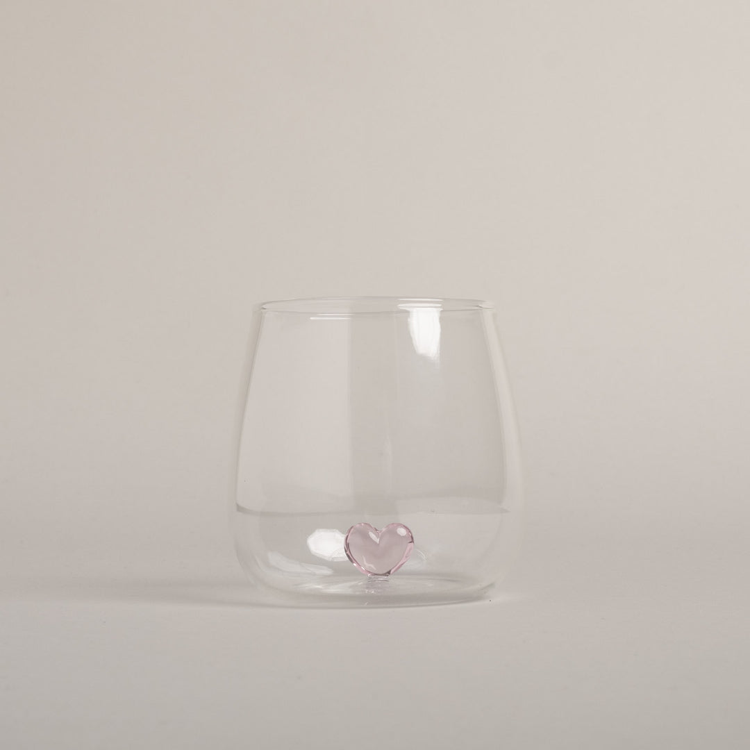 drinking glass heart figure pink