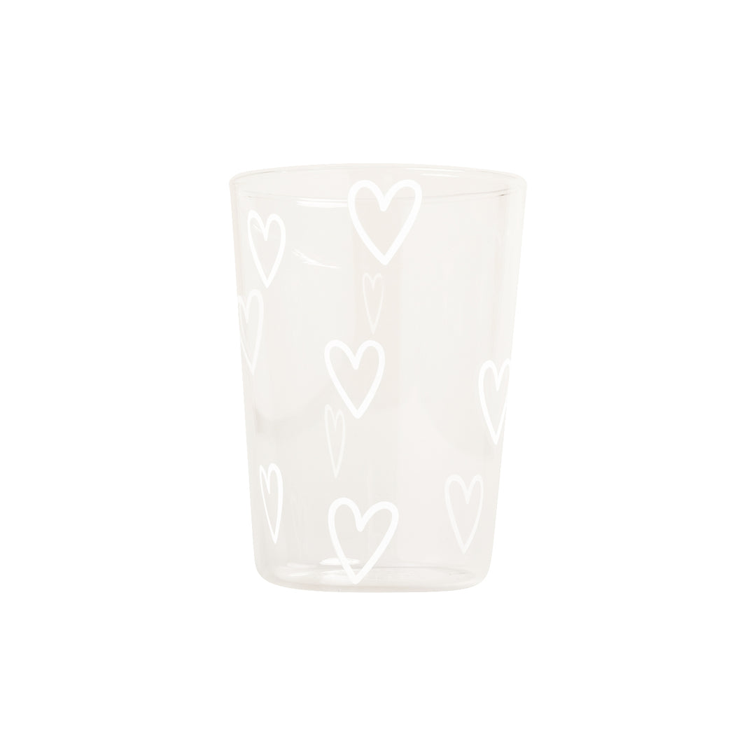 drinking glass hearts white