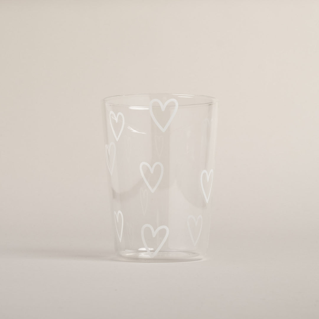 Trinkglas, Glas, Gläser, Eulenschnitt, Glas mit Herzen, Herzglas