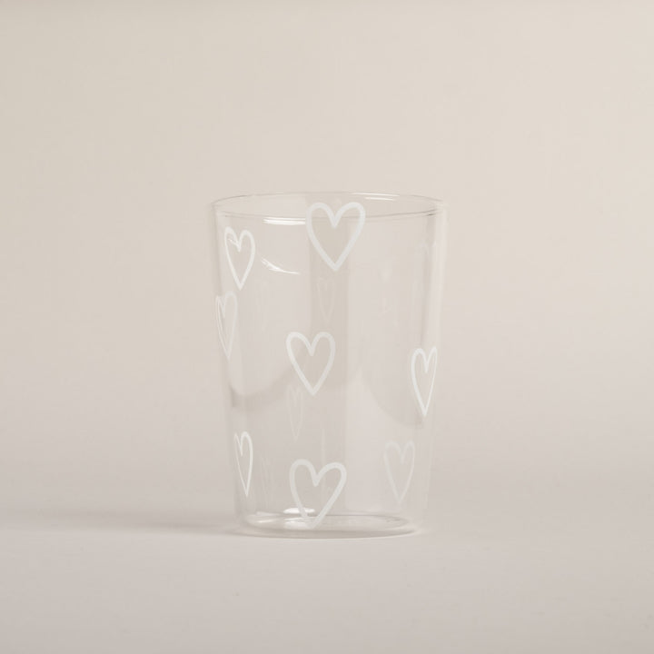 Trinkglas, Glas, Gläser, Eulenschnitt, Glas mit Herzen, Herzglas