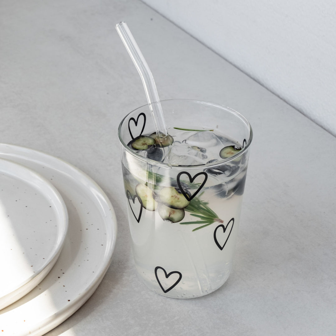 drinking glass hearts white