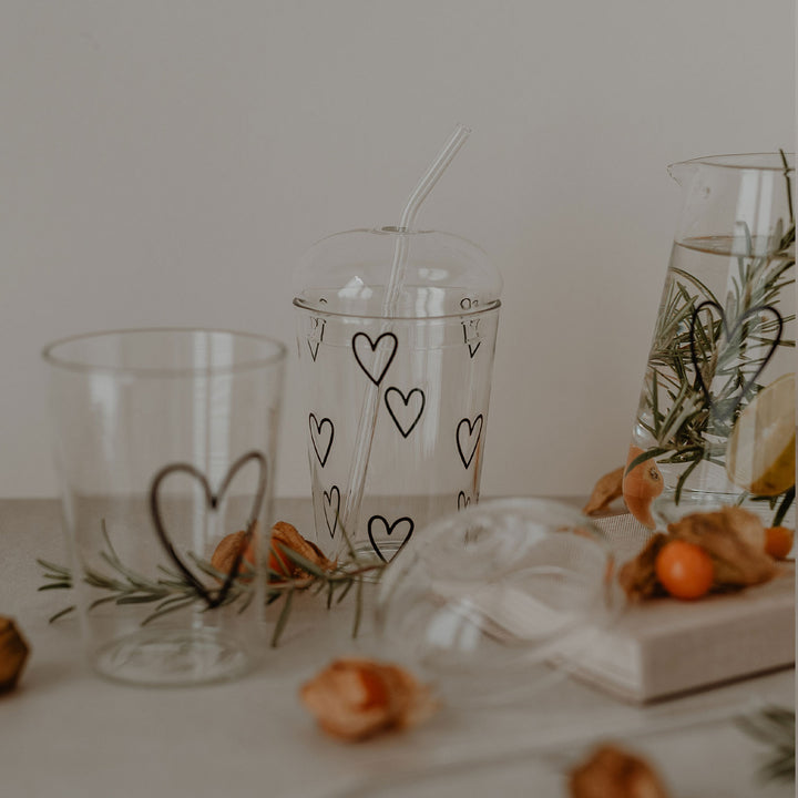 drinking glass hearts white