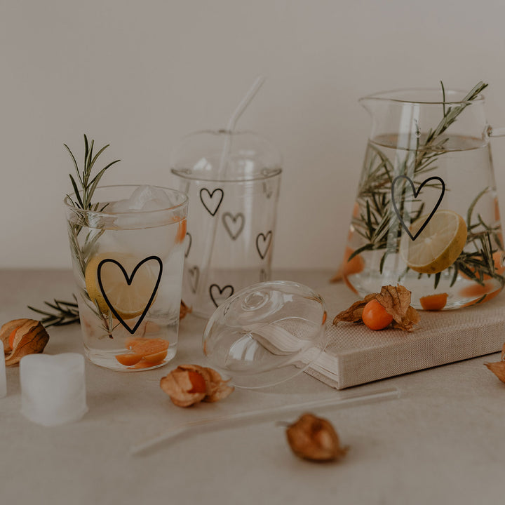 drinking glass hearts white