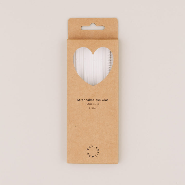 Set of 4 glass straws with cleaning brush - black dots