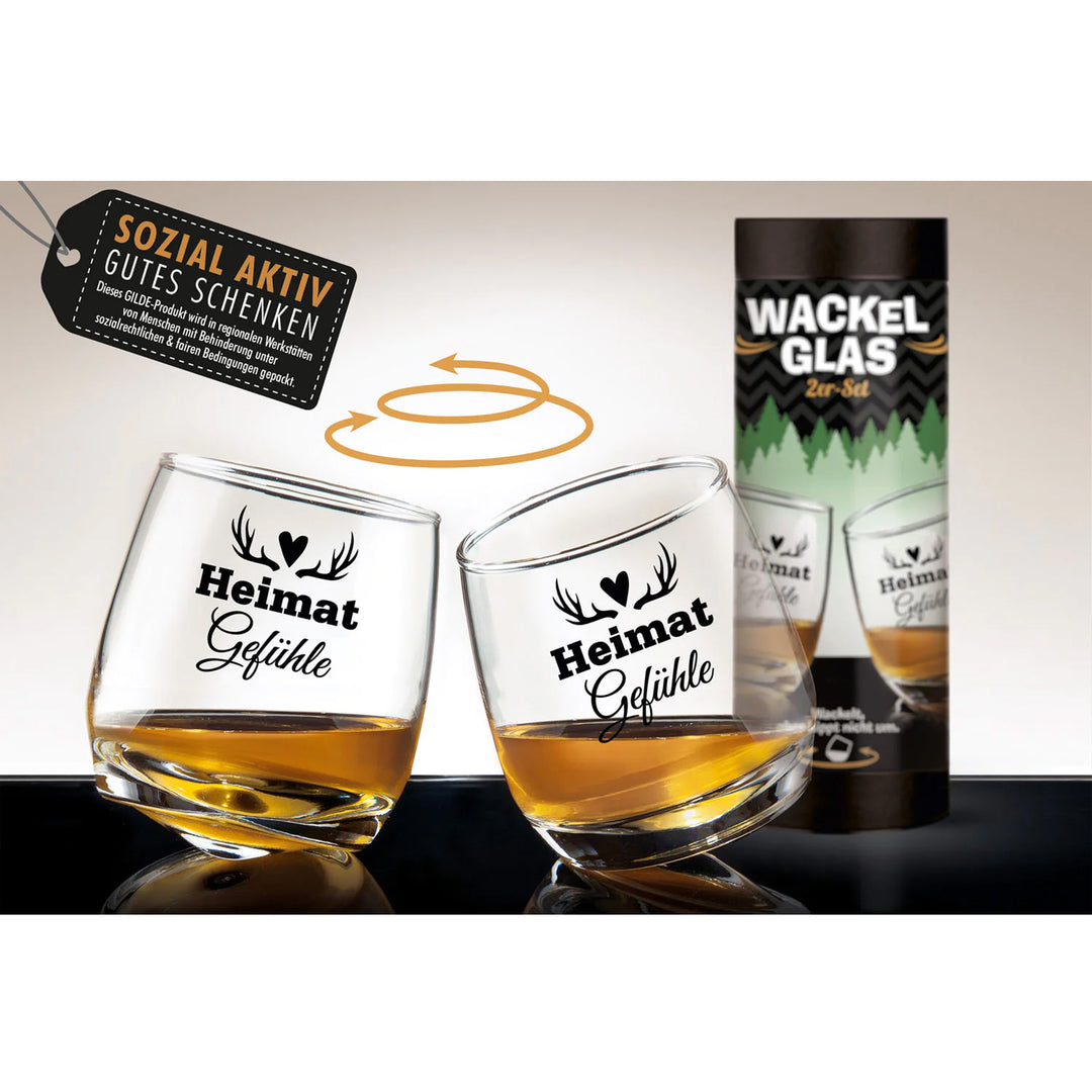 Glass wobbly glass antlers 'Feelings' set of 2