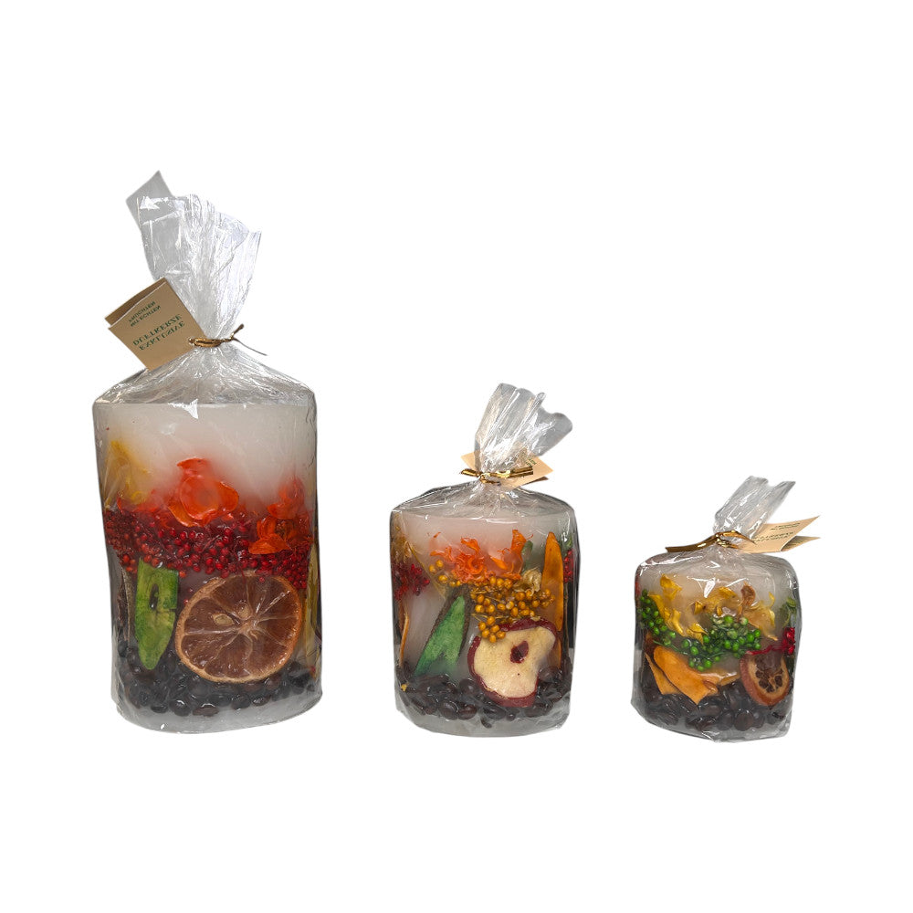 scented candle with real fruits