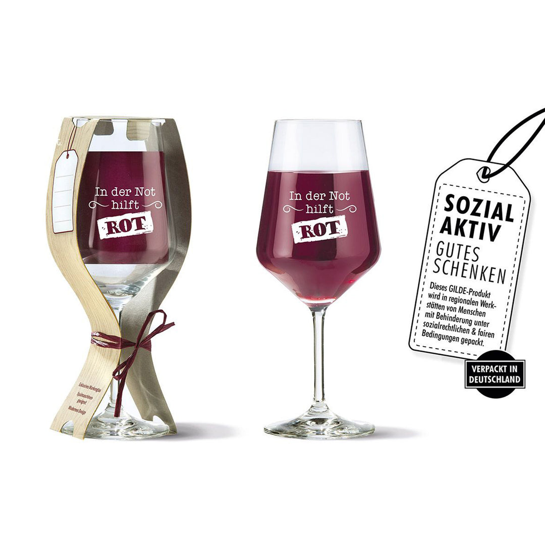 wine glass "In times of need, RED helps"