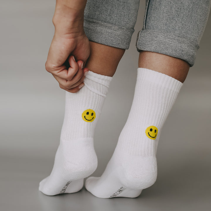 Eulenschnitt Socken "Smiley gelb"