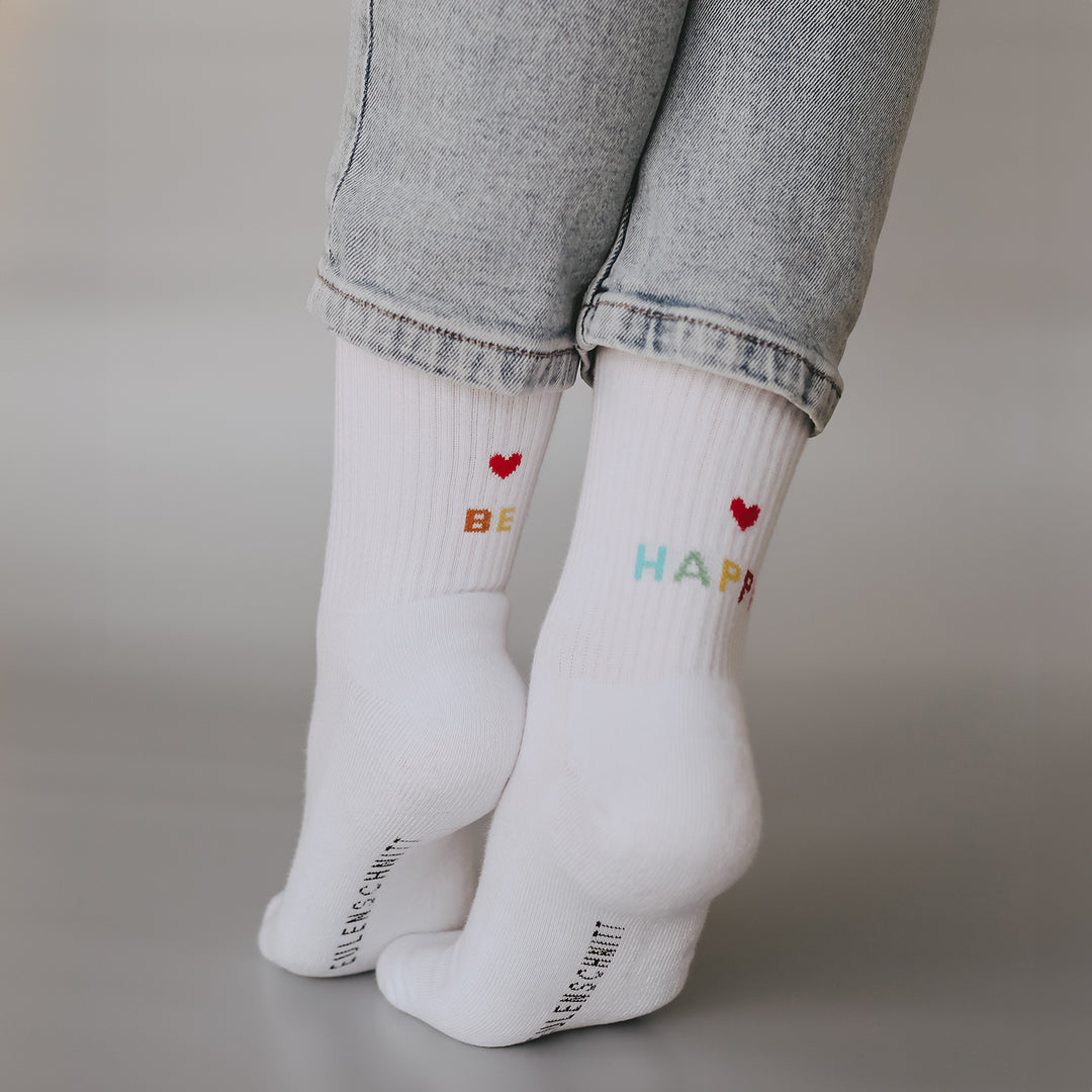 Eulenschnitt Socken "be happy"
