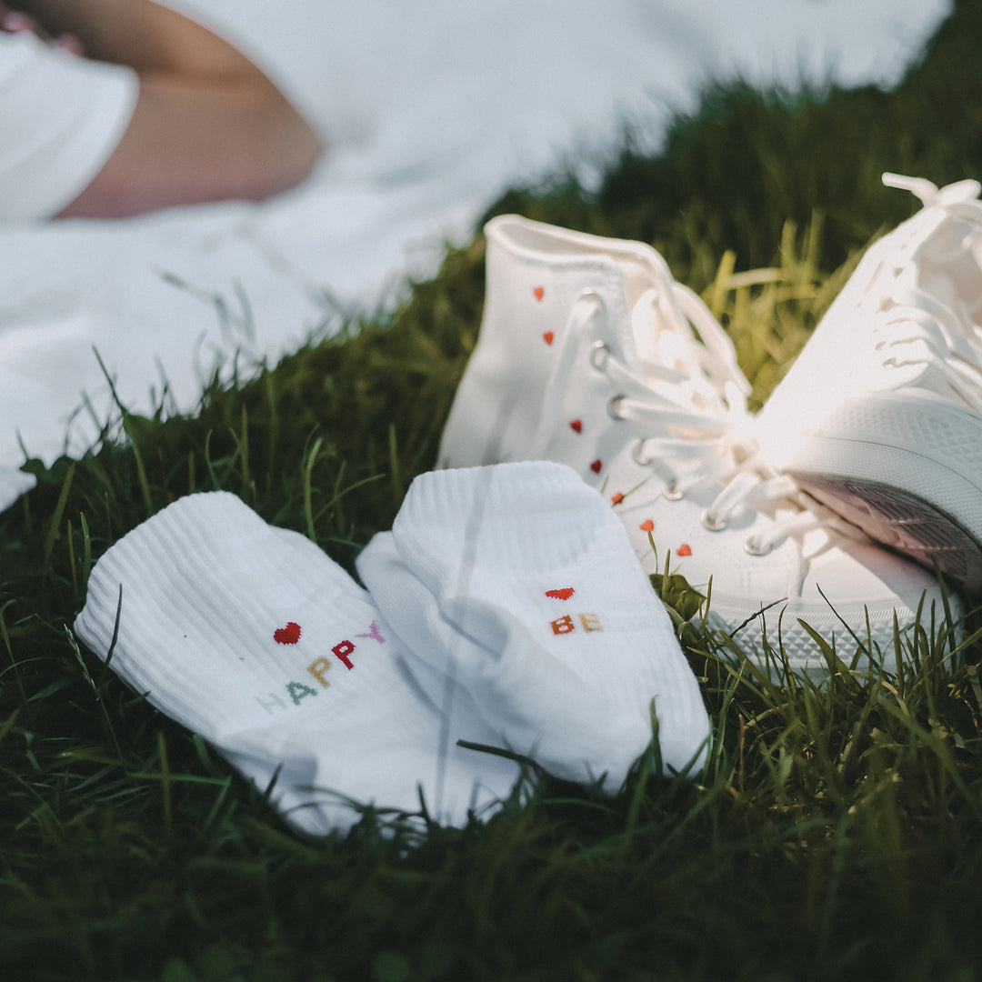 Eulenschnitt Socken "be happy"