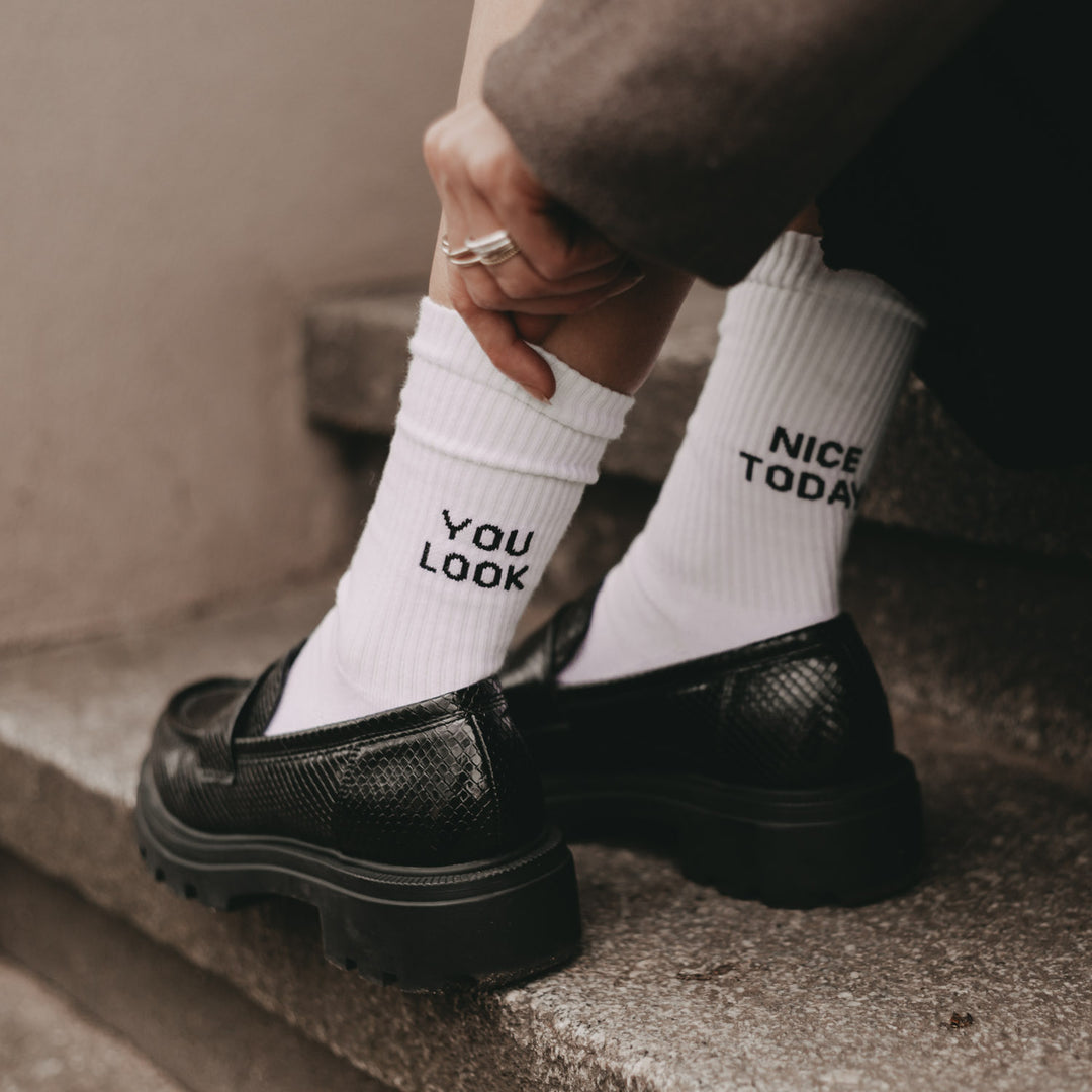 Eulenschnitt Socken "You look nice today"