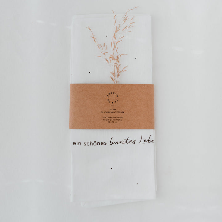 Leinen Geschirrtücher Sprüche im 2er Set