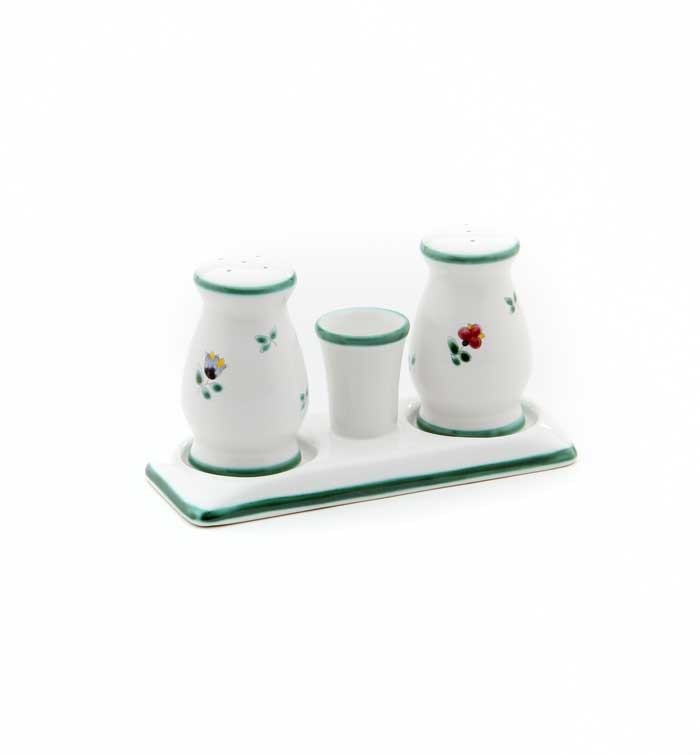 Untersetzer für Salz/Pfeffer grüner Rand für Streublumen