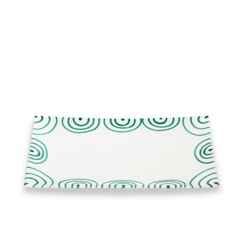 Green flamed, rectangular plate (30x20cm)