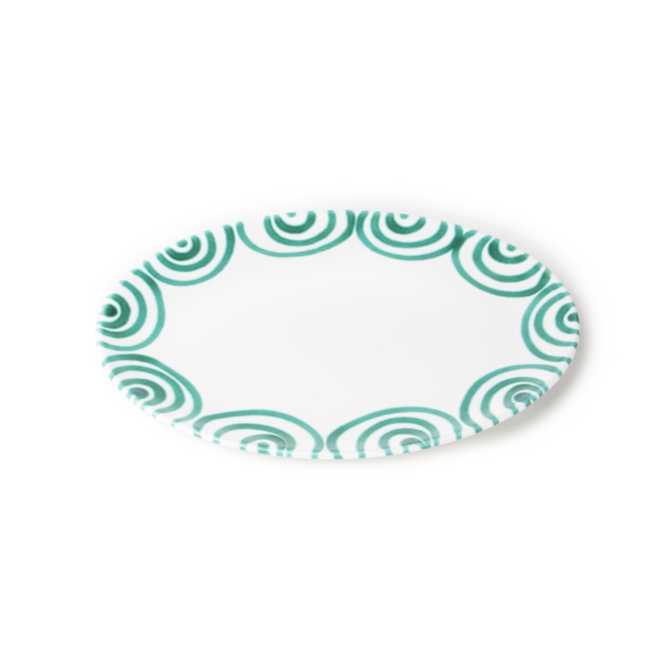 Green flamed, oval plate (33x26cm)