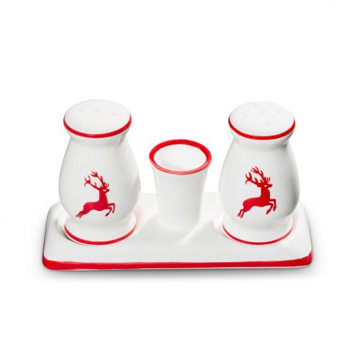 Untersetzer für Salz/Pfeffer roter Rand für Rubinroter Hirsch
