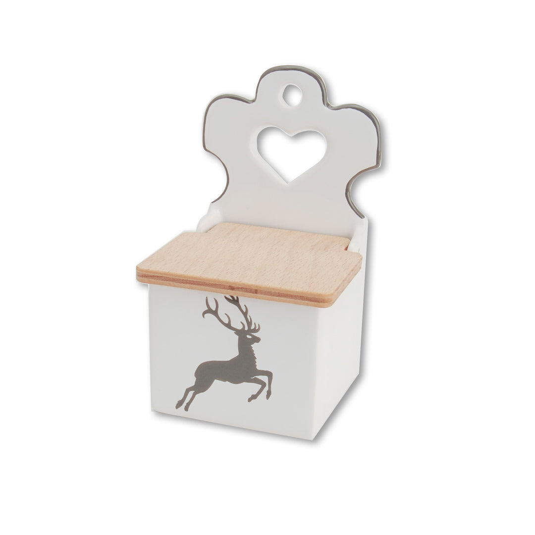 Gray Deer, Salt Barrel with Wooden Lid (H: 18cm)