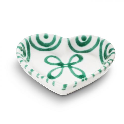 Green Flamed, Heart Bowl (L:10cm)