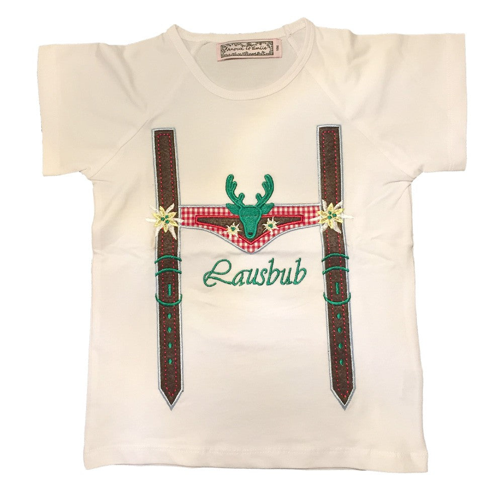 Kinder T-Shirt "Lausbub" weiss