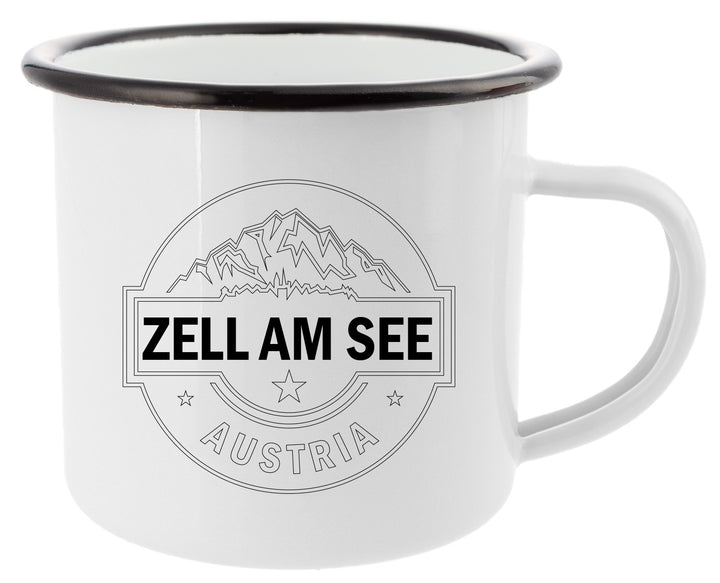 Enamel mug "Zell am See" mountains various colors