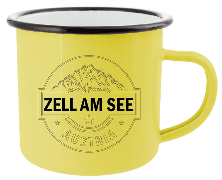 Enamel mug "Zell am See" mountains various colors