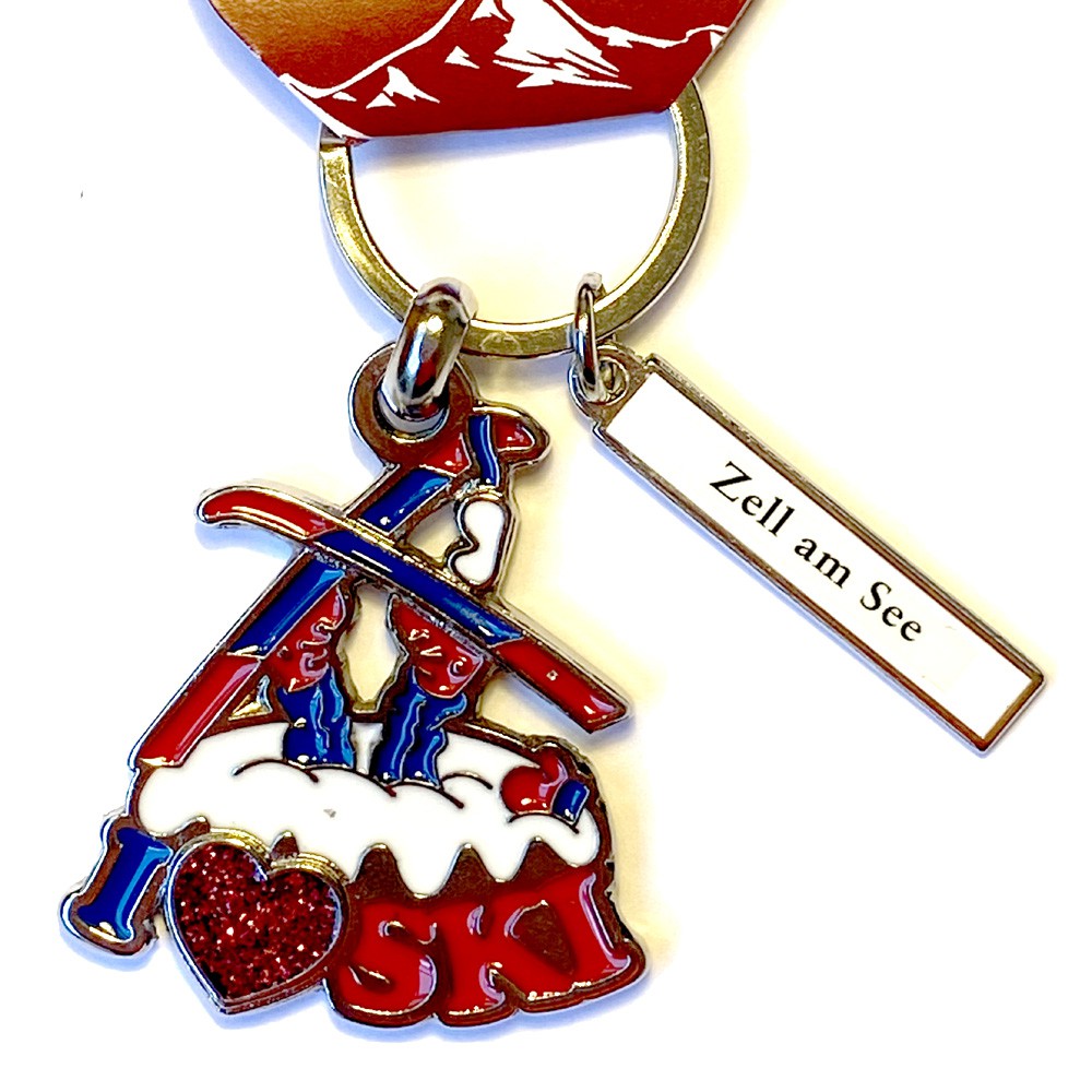 Schlüsselanhänger "I love Ski" Metall