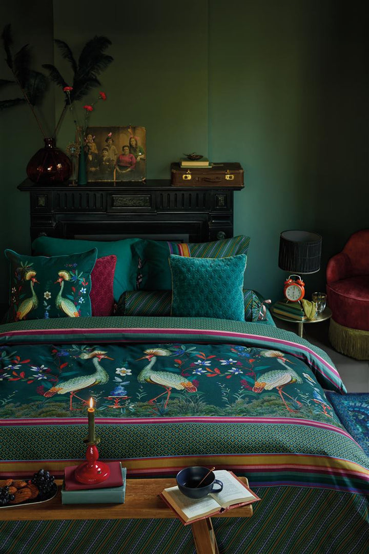 Duvet cover Birds in a Row Green 140x200 cm