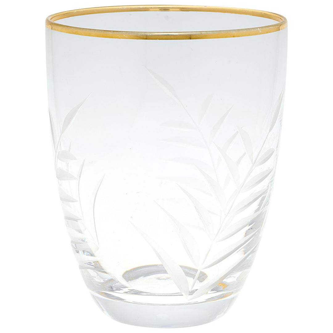 water glass clear with gold