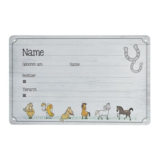 Schild Weisheit "Steckbrief Pferde"