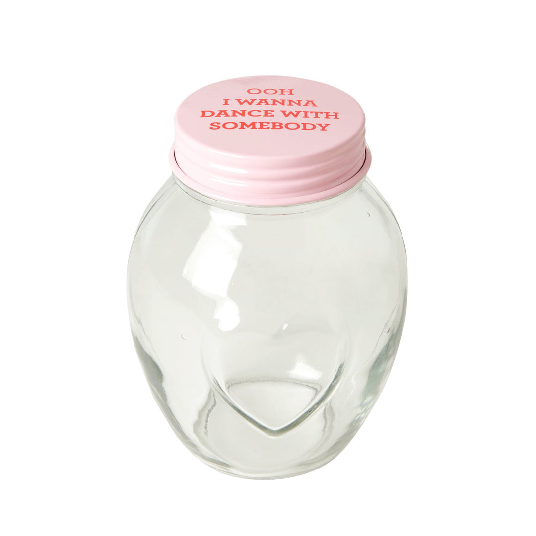 Large Glass Container with Lid - Pink