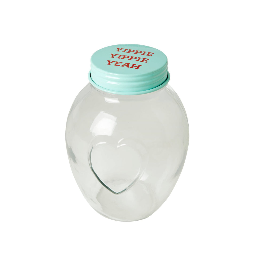 Medium Glass Container with Lid - Light Blue