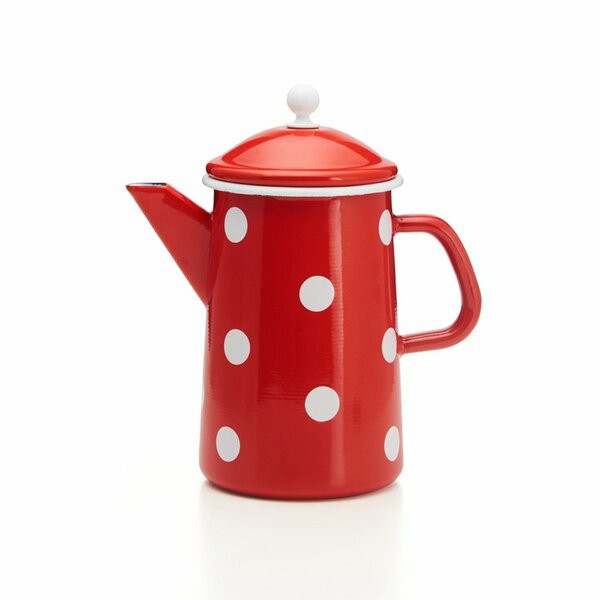 Coffee pot 1.6L - red with white dots