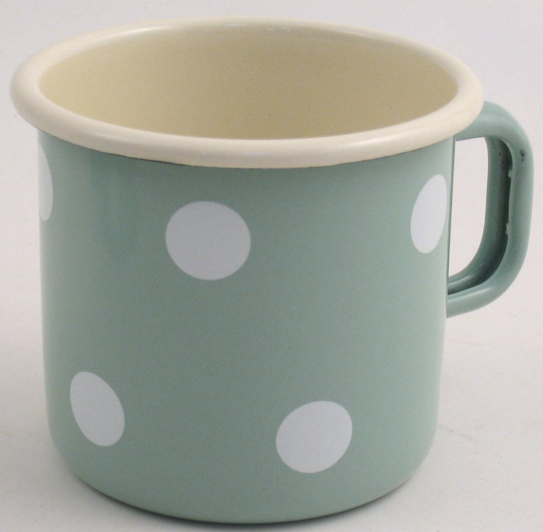 Becher 8 cm - mint mit weißen Tupfen