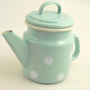 Teapot 1L - mint with white dots