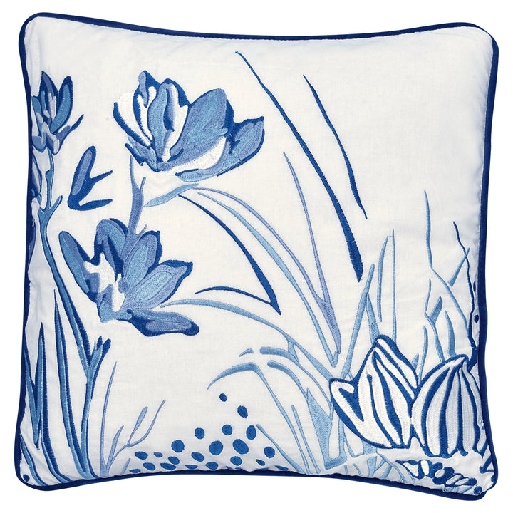 Kissenhülle Kristel blau mit Stickerei 40x40cm