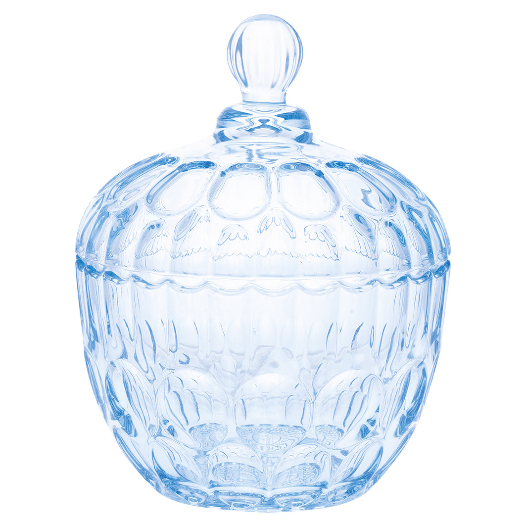 Glas hellblau rund mit Deckel