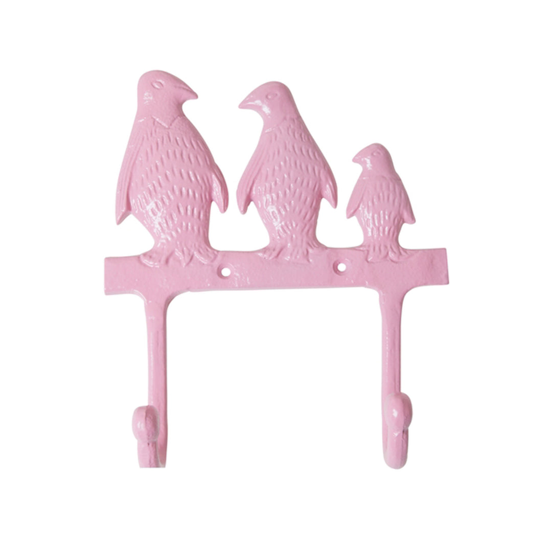 Metal hook in the shape of a penguin family – 3 different colors – mint, pink and gold