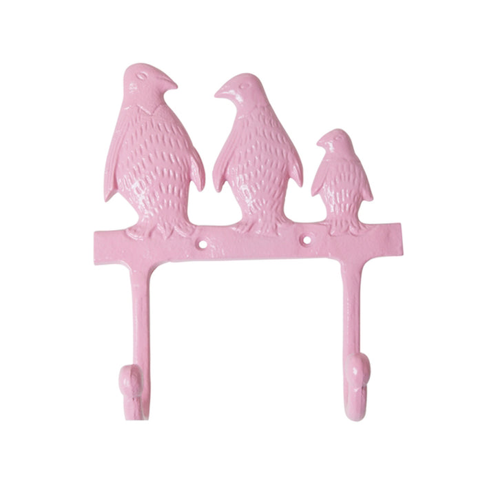 Metal hook in the shape of a penguin family – 3 different colors – mint, pink and gold