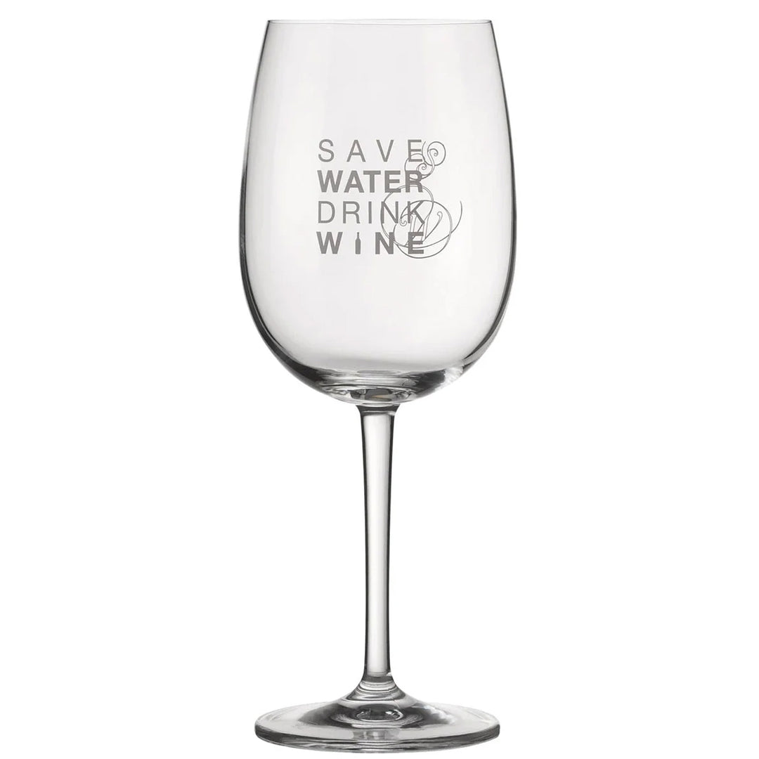 Red wine glass "Save water, drink wine"