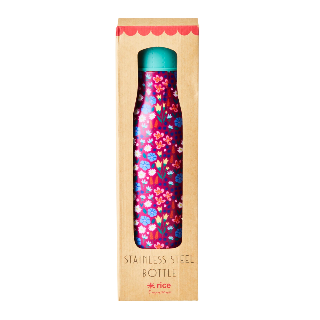 Edelstahl-Trinkflasche mit Mohnblumen-Aufdruck- 12 Stunden heiß/24 Stunden kalt- 500 ml