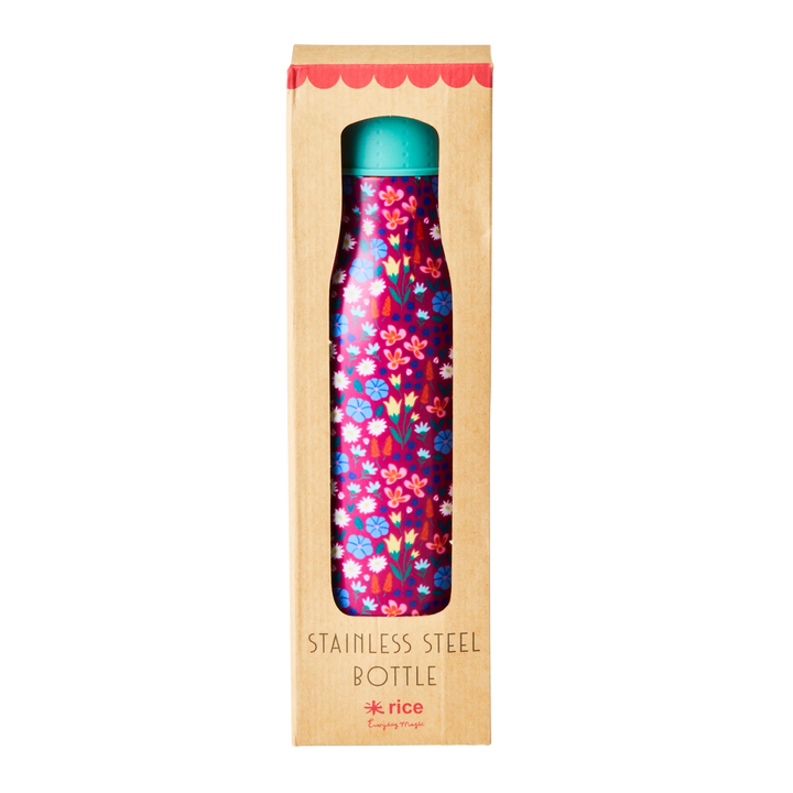 Edelstahl-Trinkflasche mit Mohnblumen-Aufdruck- 12 Stunden heiß/24 Stunden kalt- 500 ml