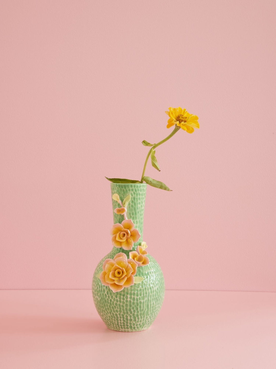 Ceramic Vase - Green - Flowers